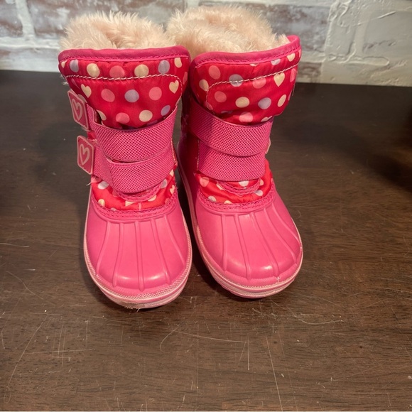 Pink Polka Dot Winter snow  Boots toddler 7/8 - Picture 2 of 5